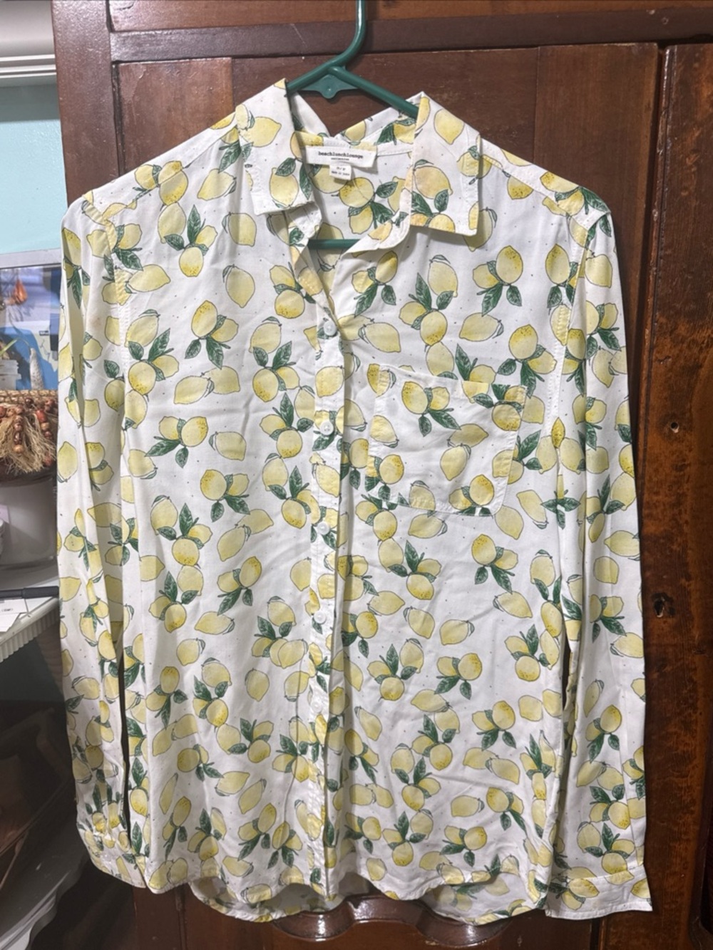 beachlunchlounge Yellow Lemon Print Shirt Size Small